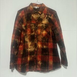 ANDREE BY UNIT Bleached Button Front Shirt with embroidered cactus on back